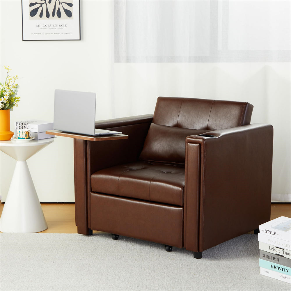 Convertible 3 in 1 Multi-Functional Chair Bed with Hidden Table