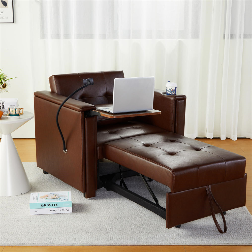 Convertible 3 in 1 Multi-Functional Chair Bed with Hidden Table