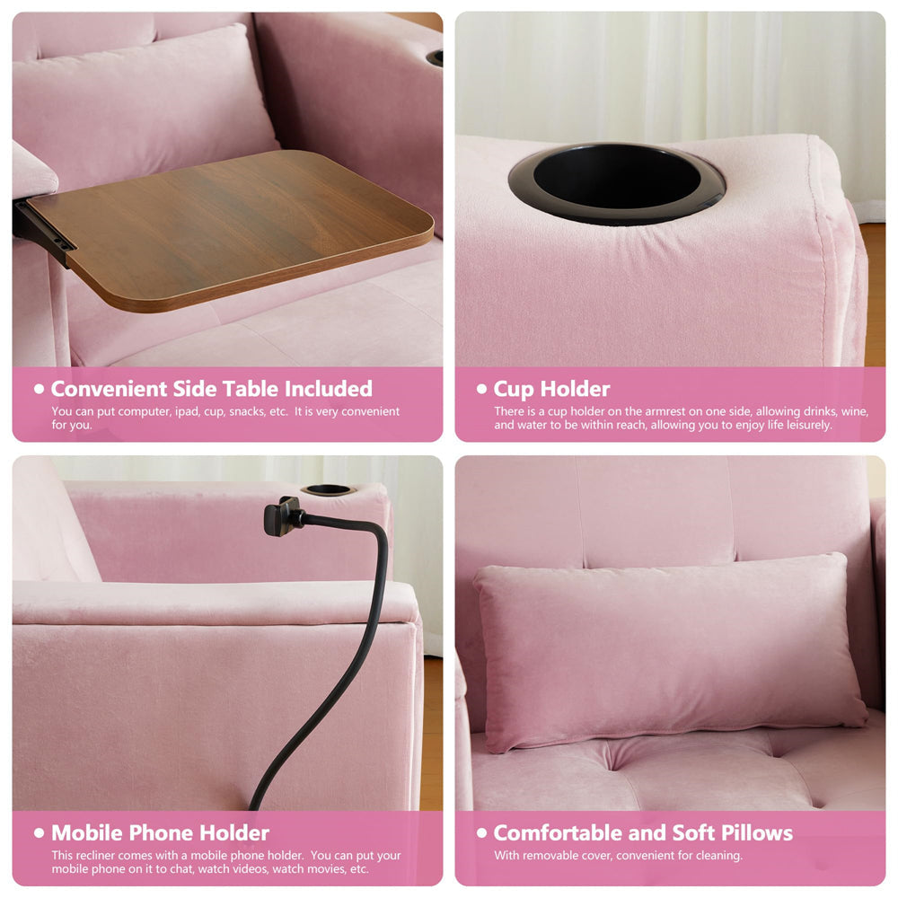 Convertible 3 in 1 Multi-Functional Chair Bed with Hidden Table