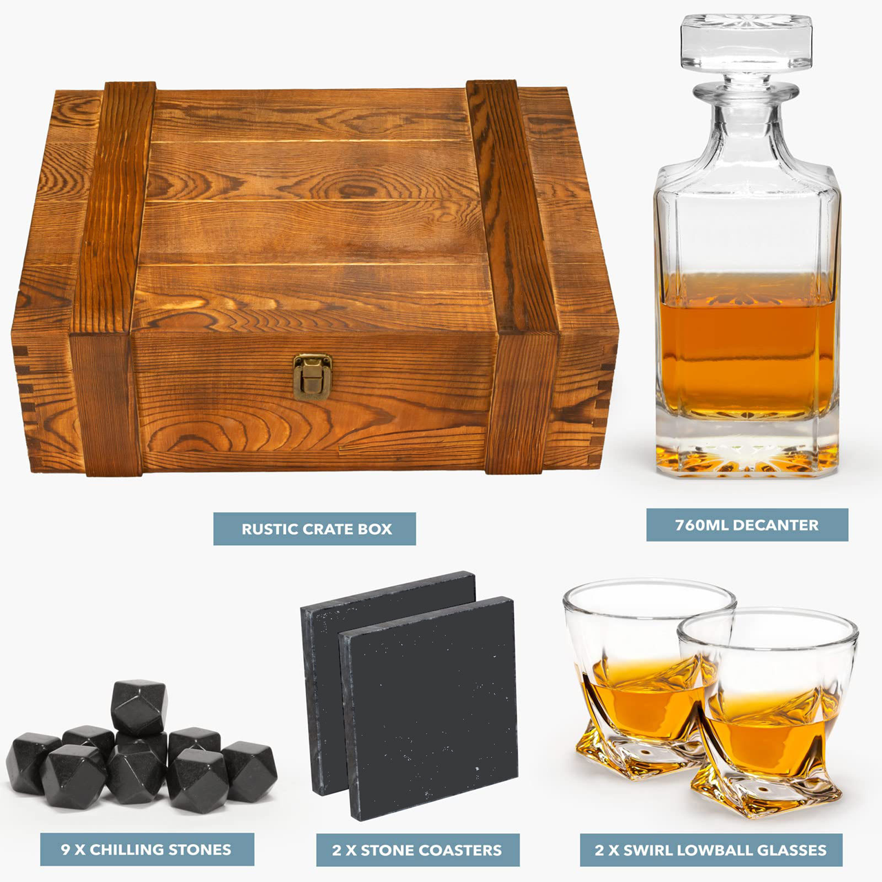 Whiskey Decanter Crate set