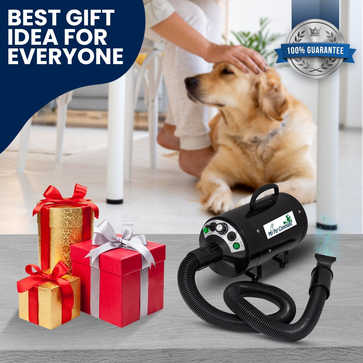 Dog Hair Dryer, Professional High Velocity Pet Blower, Adjustable Hot and Cold Airflow