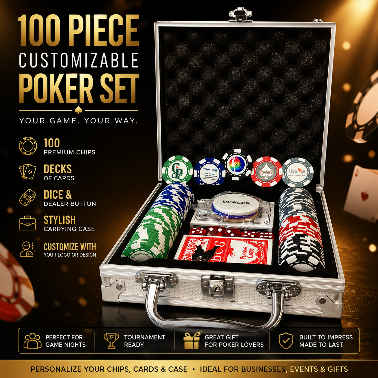 100 PCS POKER SET W. CASE